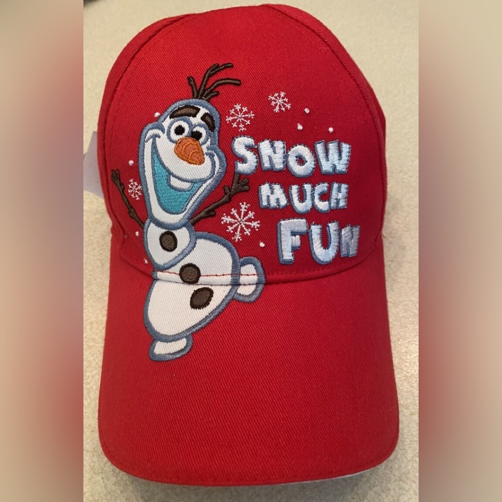 NEW|DisneyFrozen Olaf Red One Size Hat 'Snow Much Fun' Baseball Style Adjustable